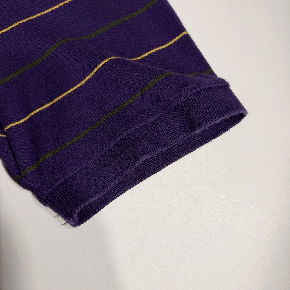 VTG Ralph Lauren Polo Shirt Purple with Gold & Green Stripes Mardi Gras NOLA